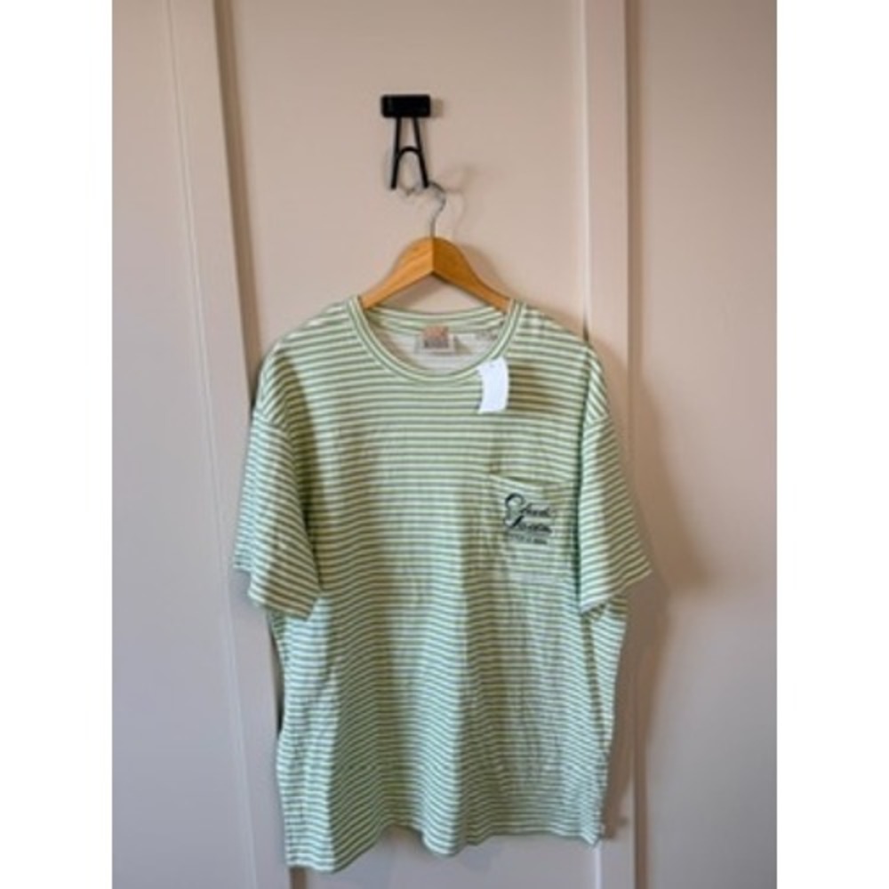 Scotch & Soda Mens XL Striped Pocket T-Shirt Green White Club Soda Cotton Tee
